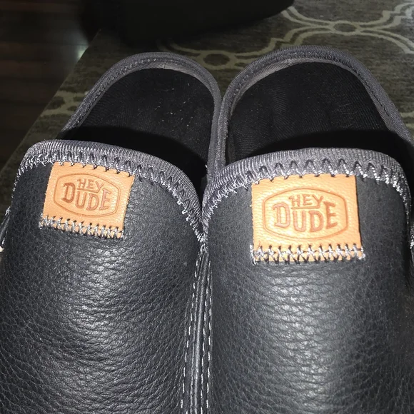 Womens Hey Dude Slides. Black. Footie worn over insert both times I wore them. - Picture 2 of 5